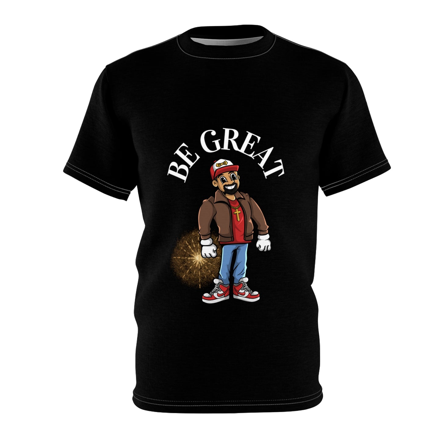 Be Great Bowtie Motto Black T-Shirt Unisex Cut & Sew Tee (AOP)